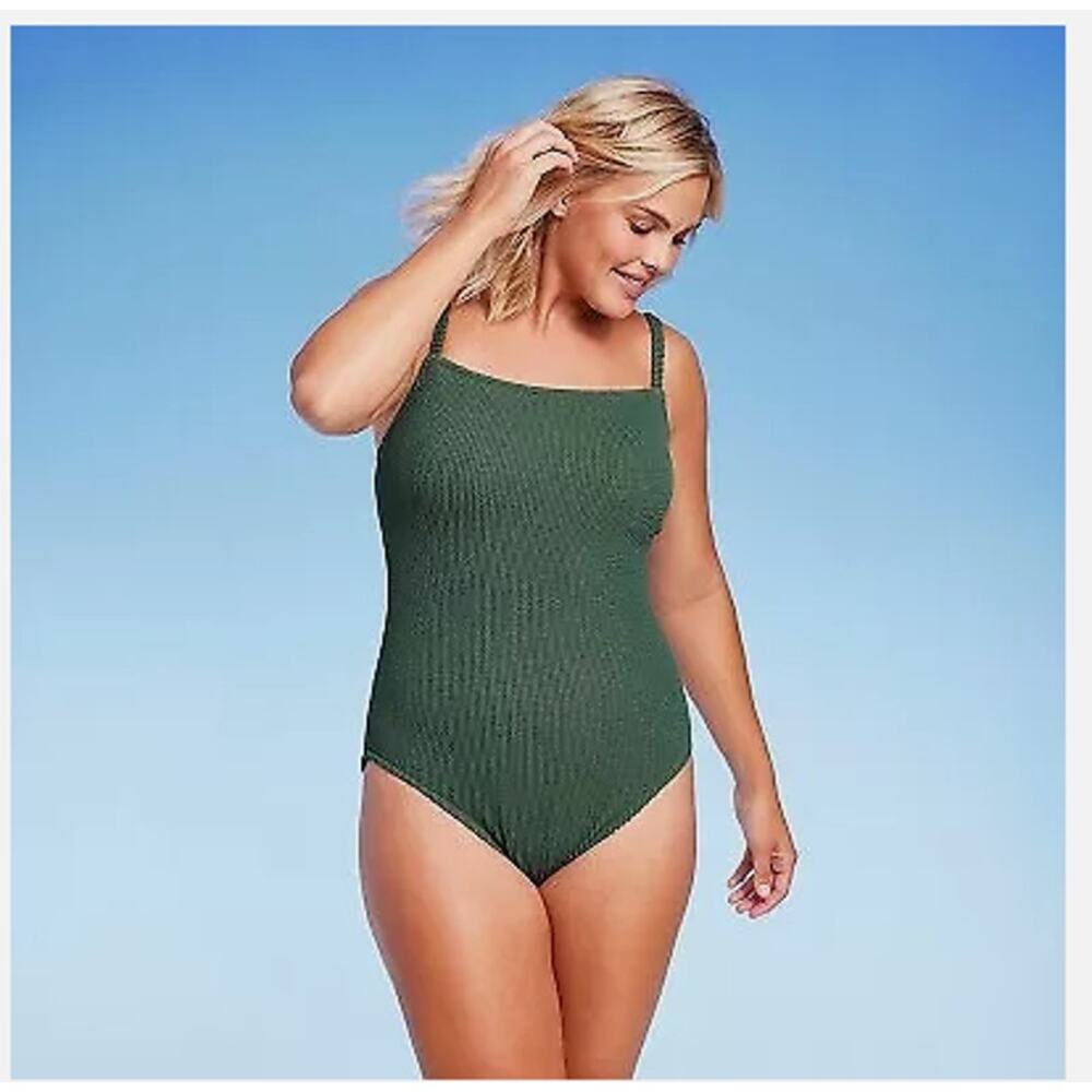Swimsuit Pucker Textured Square Neck High Coverage Sz Medium NWT - Kona Sol
